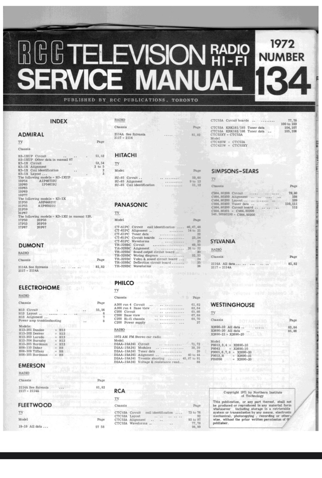 CDROM 22 Schematics Radio College of Canada Service Manual 1950-1951 No 
